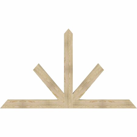 Ekena Millwork Saratoga Rough Sawn Timber Gable Bracket, Douglas Fir, 96"W x 56"H x 4"D x 6"F, 14/12 Pitch GBW096X56X0406SAR00RDF